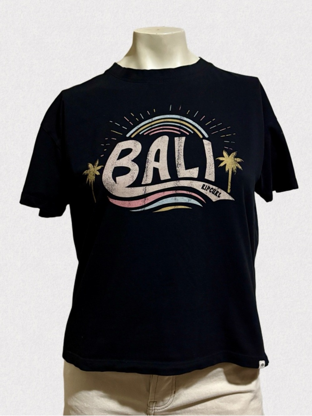 Rip Curl Bali Graphic Tee Black Retro Surf Shirt Small
